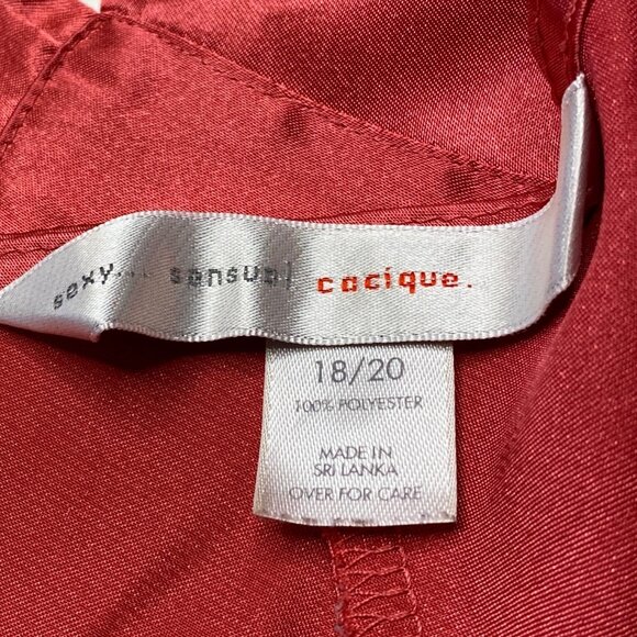 Cacique Red Satin Chemise Lingerie Nightgown Cross-Back Straps Plus Size 18/20 - Picture 3 of 6